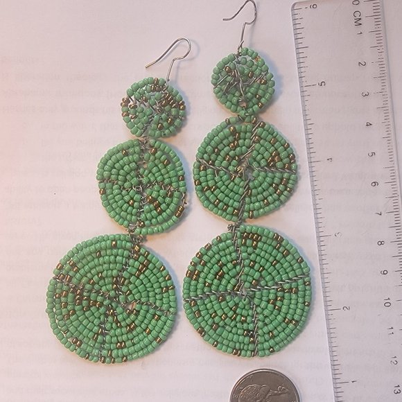 Handmade Beaded Statement Earrings - Picture 1 of 1
